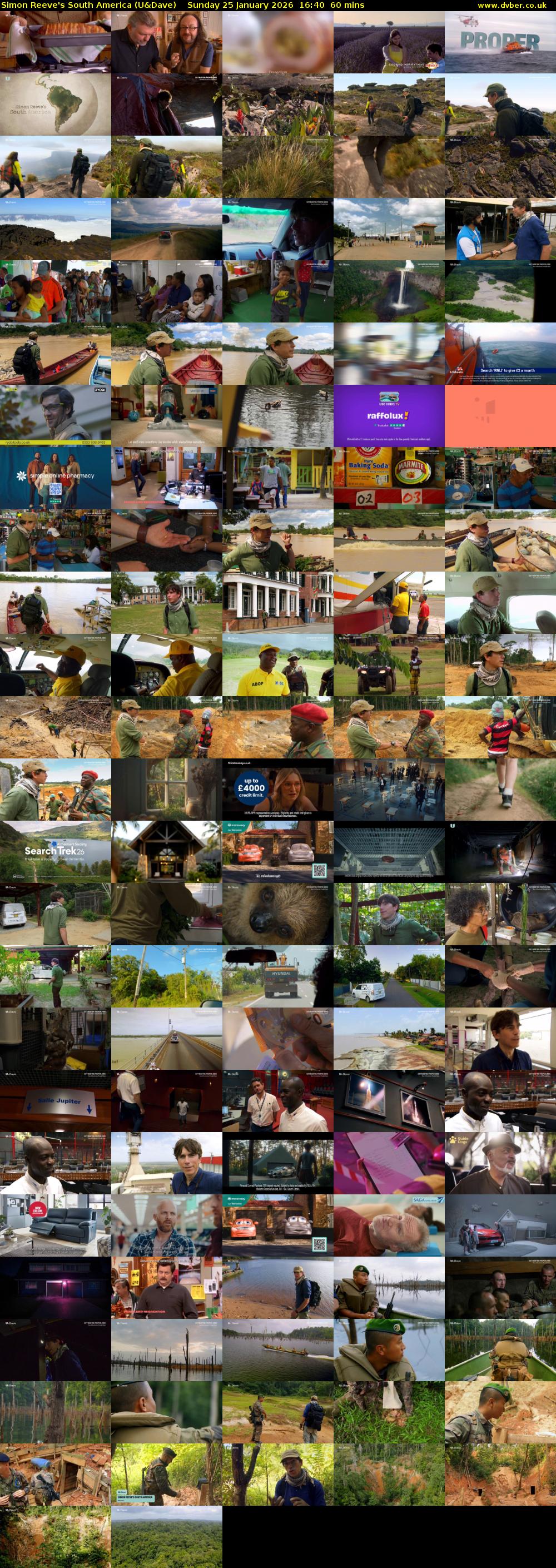 Simon Reeve's South America (U&Dave) Sunday 25 January 2026 16:40 - 17:40