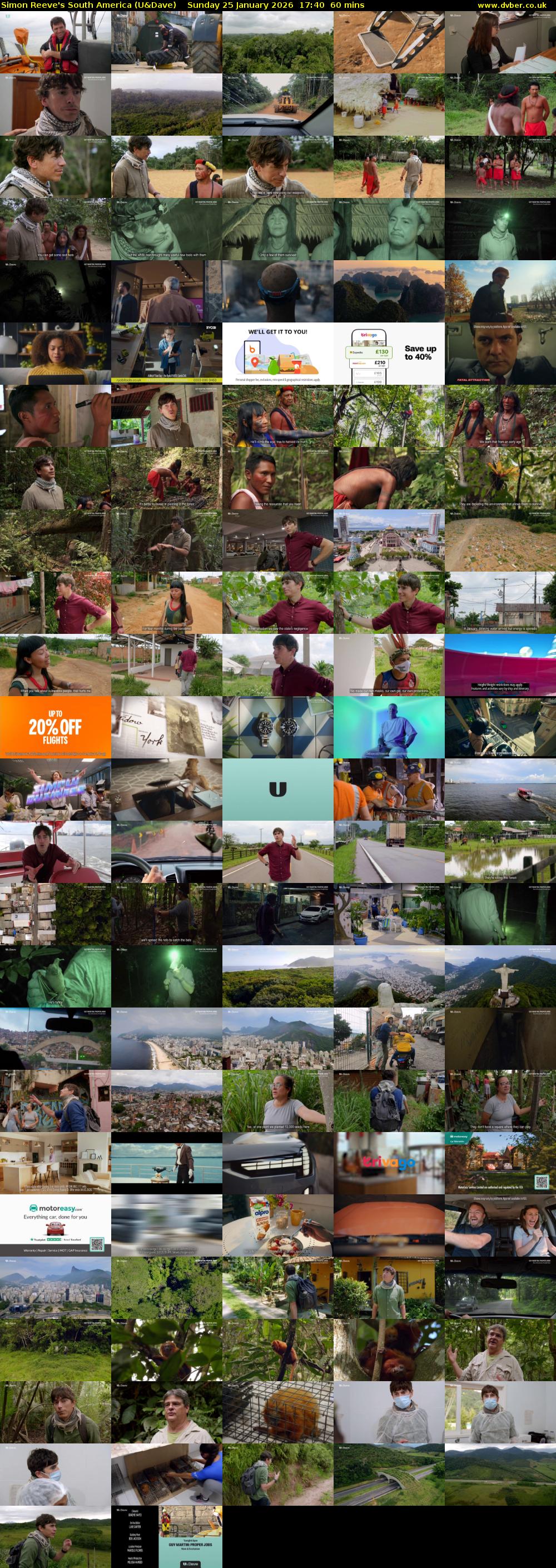 Simon Reeve's South America (U&Dave) Sunday 25 January 2026 17:40 - 18:40