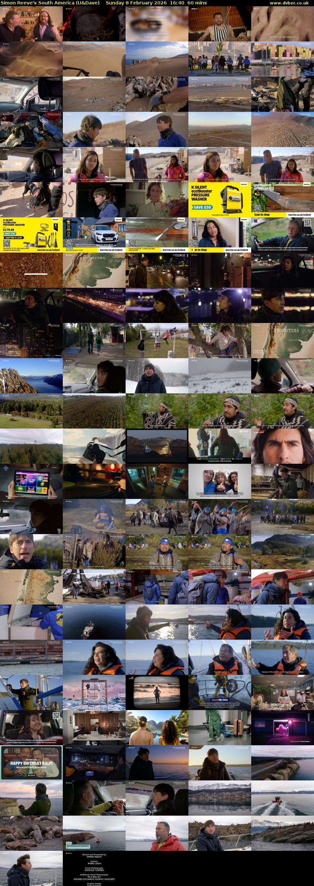 Simon Reeve's South America (U&Dave) Sunday 8 February 2026 16:40 - 17:40