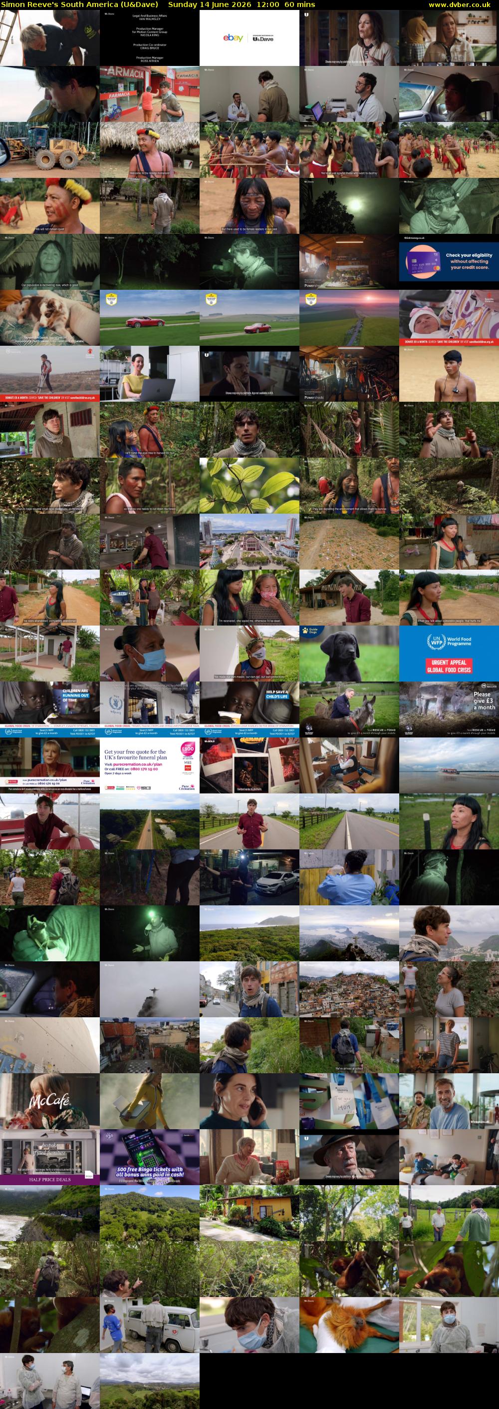 Simon Reeve's South America (U&Dave) Sunday 14 June 2026 12:00 - 13:00