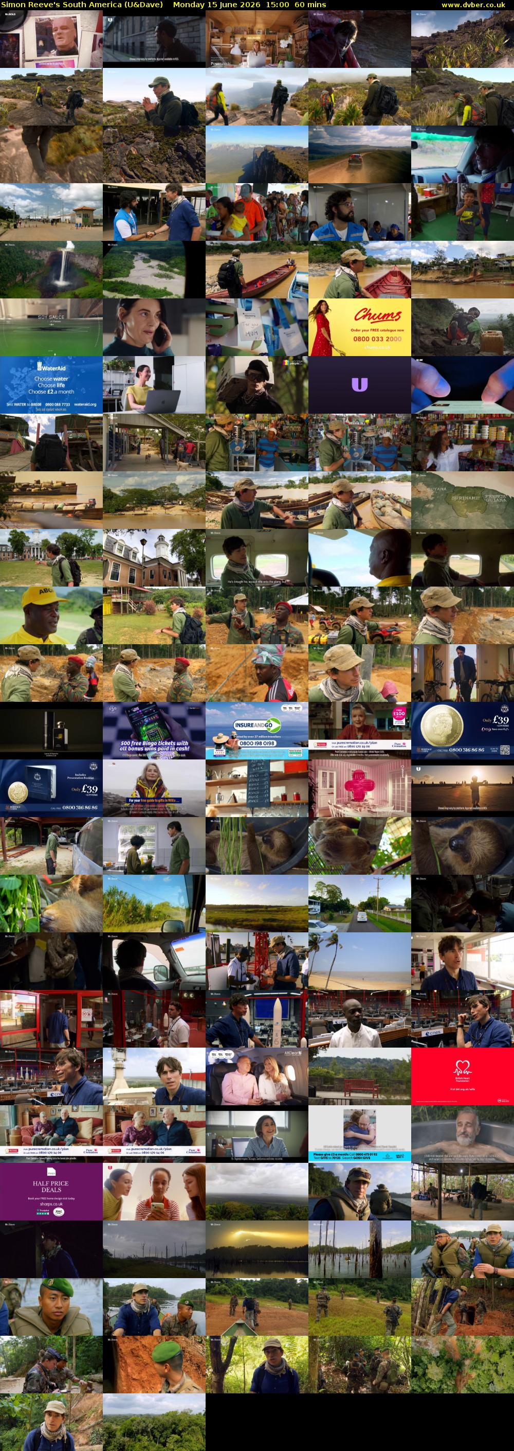 Simon Reeve's South America (U&Dave) Monday 15 June 2026 15:00 - 16:00