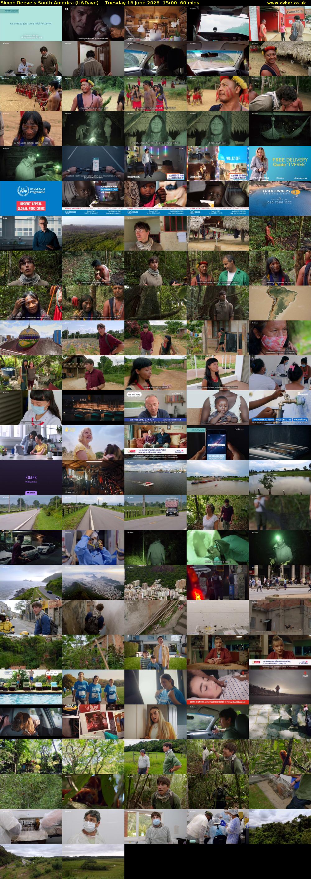 Simon Reeve's South America (U&Dave) Tuesday 16 June 2026 15:00 - 16:00