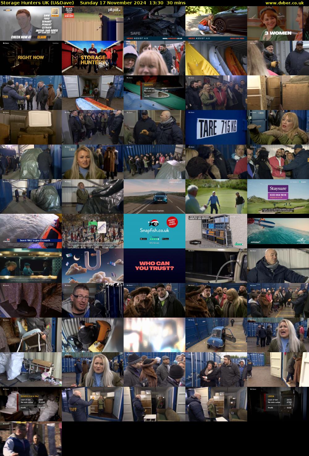 Storage Hunters UK (U&Dave) Sunday 17 November 2024 13:30 - 14:00