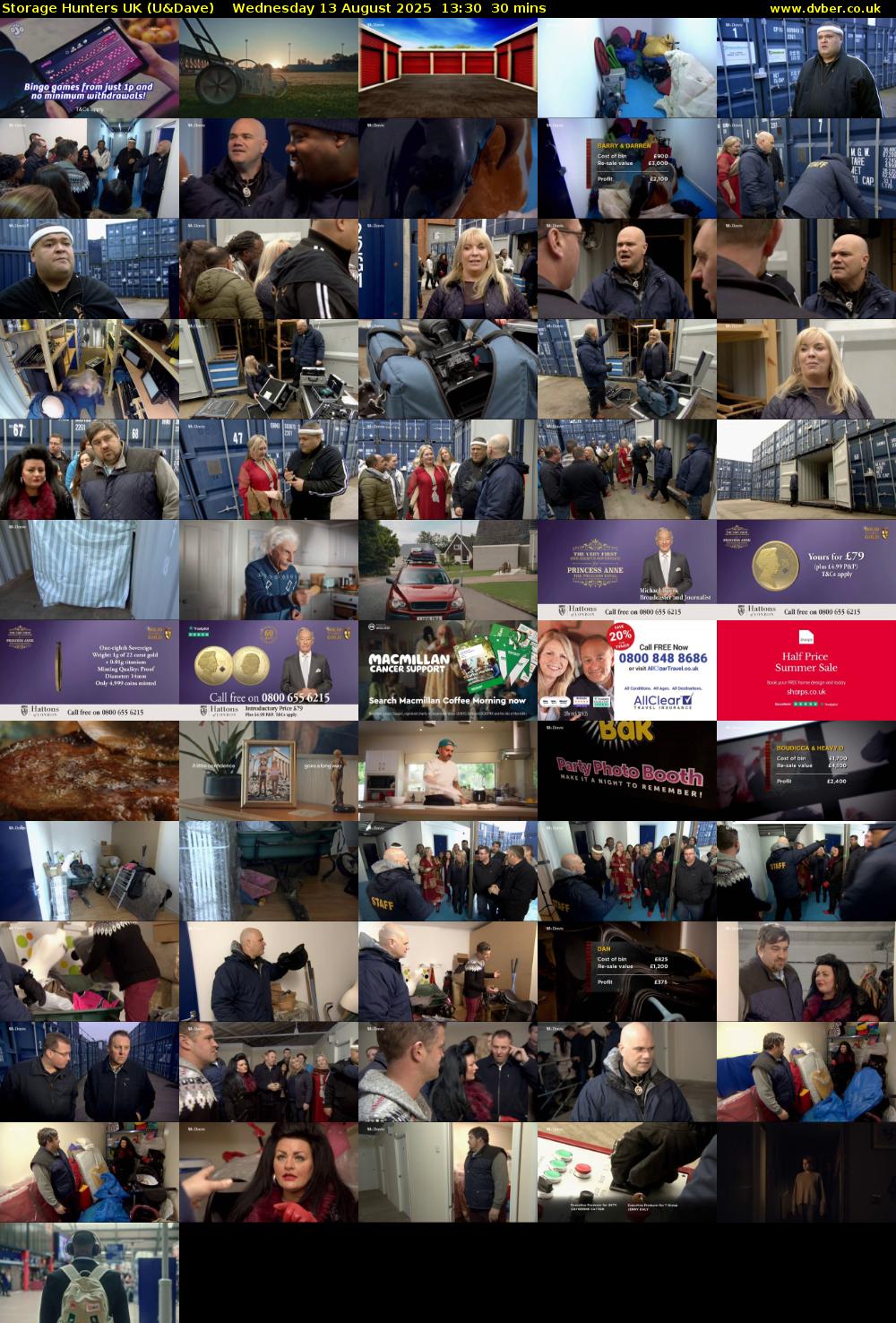 Storage Hunters UK (U&Dave) Wednesday 13 August 2025 13:30 - 14:00