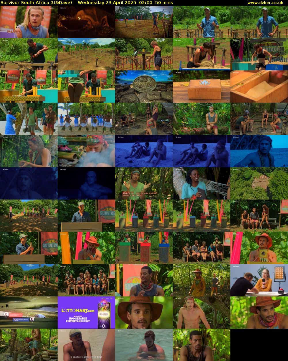 Survivor South Africa (U&Dave) Wednesday 23 April 2025 02:00 - 02:50