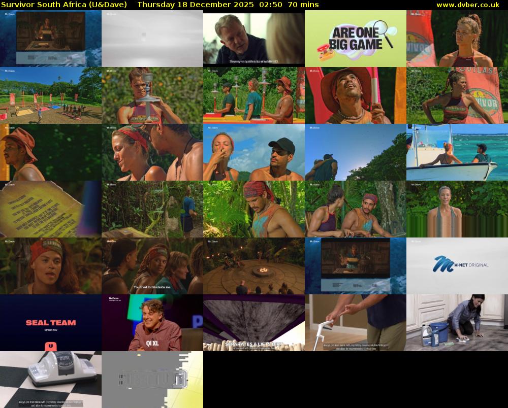 Survivor South Africa (U&Dave) Thursday 18 December 2025 02:50 - 04:00