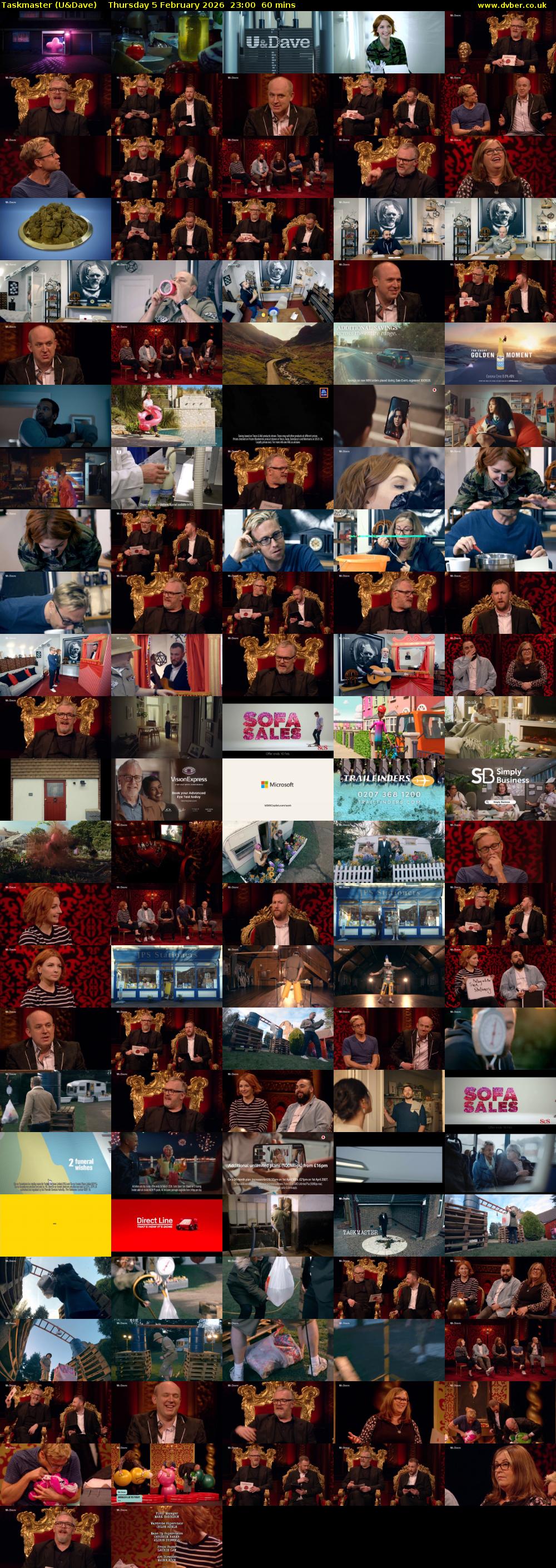 Taskmaster (U&Dave) Thursday 5 February 2026 23:00 - 00:00