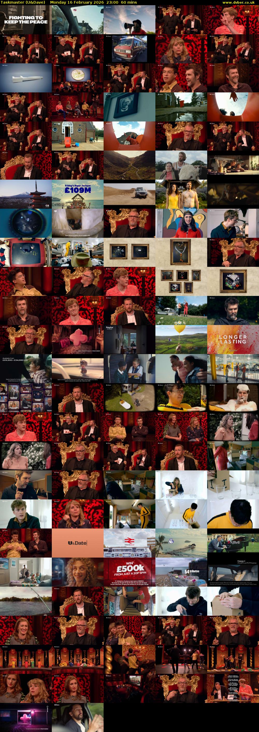Taskmaster (U&Dave) Monday 16 February 2026 23:00 - 00:00