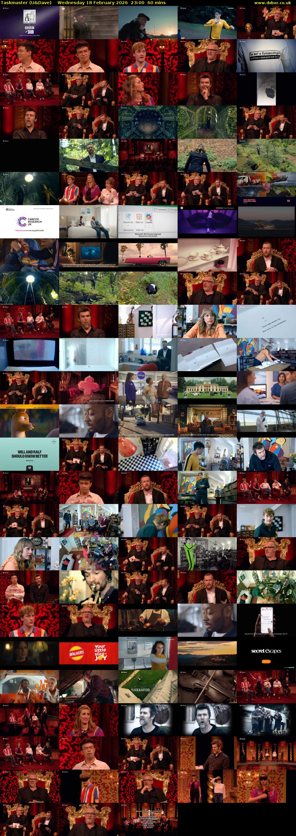 Taskmaster (U&Dave) Wednesday 18 February 2026 23:00 - 00:00