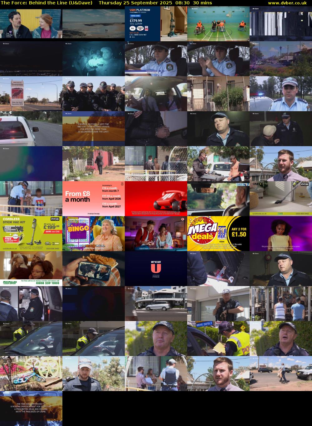 The Force: Behind the Line (U&Dave) Thursday 25 September 2025 08:30 - 09:00