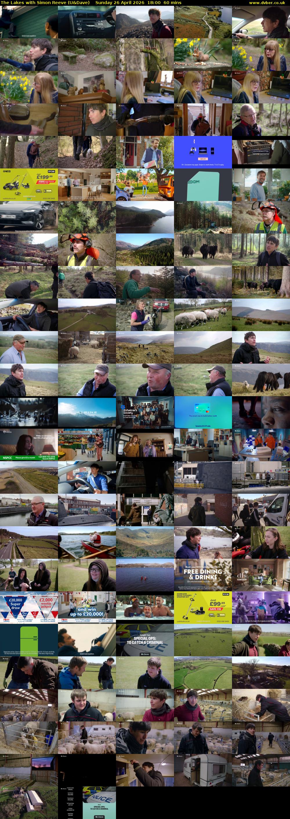 The Lakes with Simon Reeve (U&Dave) Sunday 26 April 2026 18:00 - 19:00