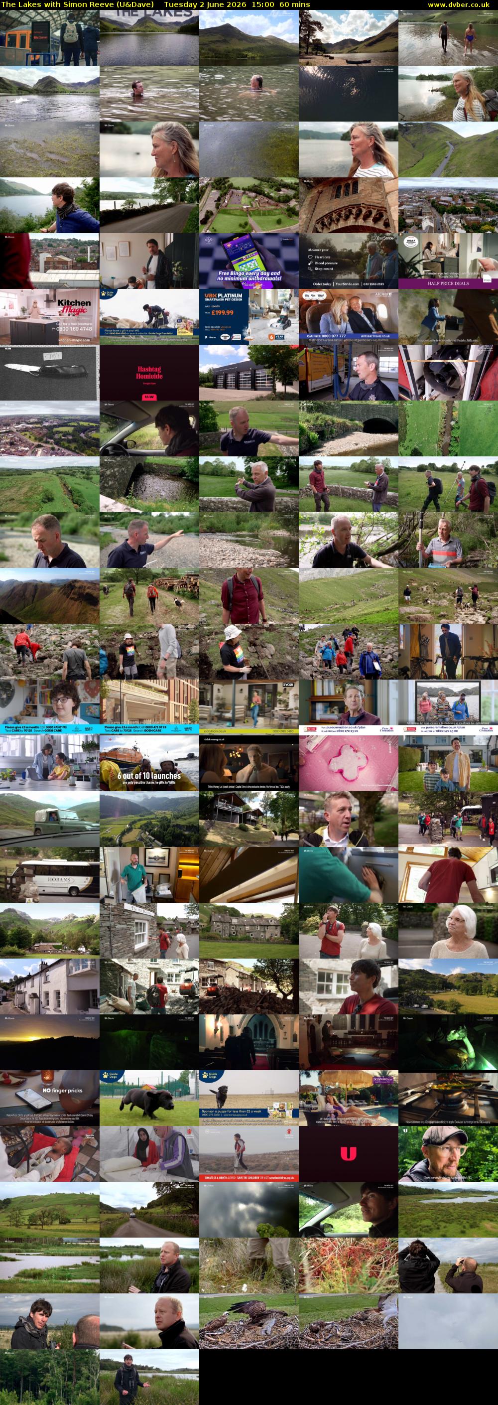 The Lakes with Simon Reeve (U&Dave) Tuesday 2 June 2026 15:00 - 16:00