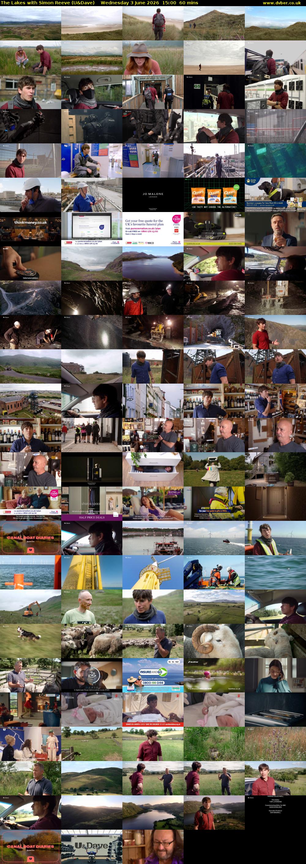 The Lakes with Simon Reeve (U&Dave) Wednesday 3 June 2026 15:00 - 16:00