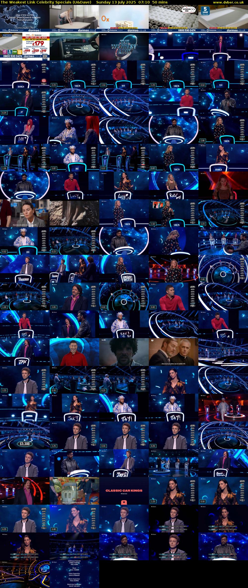 The Weakest Link Celebrity Specials (U&Dave) Sunday 13 July 2025 07:10 - 08:00