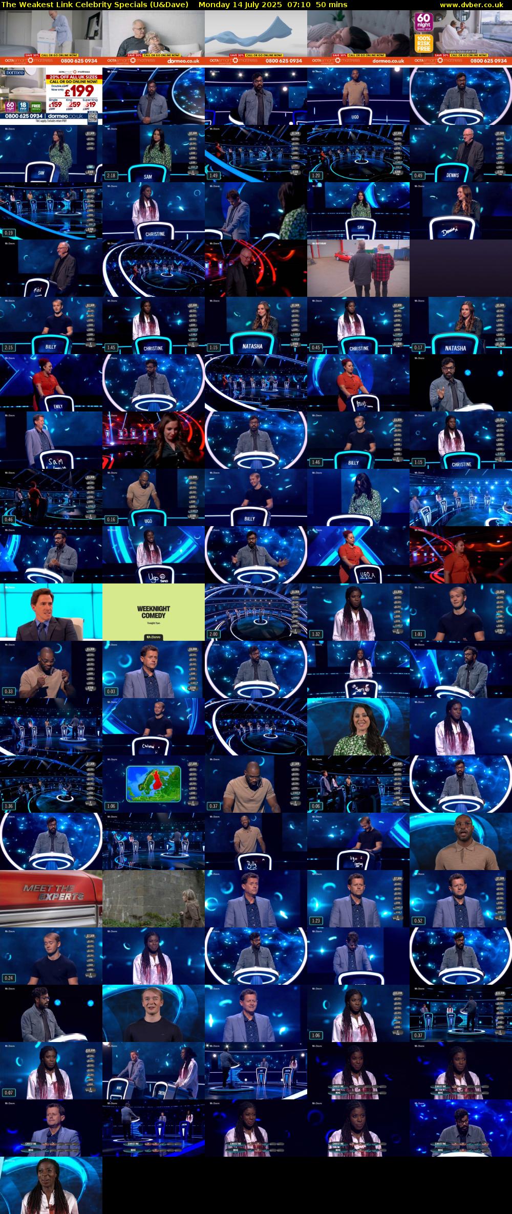 The Weakest Link Celebrity Specials (U&Dave) Monday 14 July 2025 07:10 - 08:00