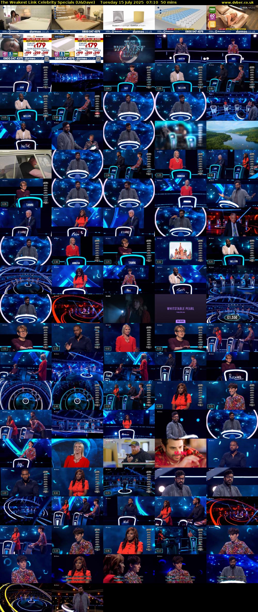 The Weakest Link Celebrity Specials (U&Dave) Tuesday 15 July 2025 07:10 - 08:00