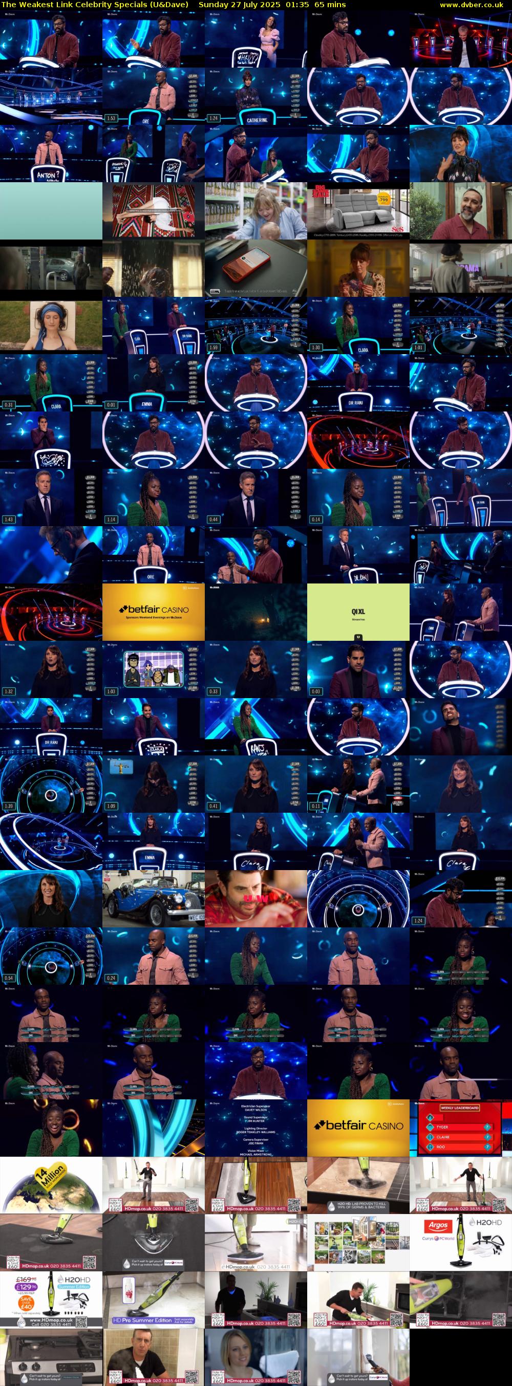 The Weakest Link Celebrity Specials (U&Dave) Sunday 27 July 2025 01:35 - 02:40