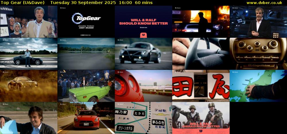 Top Gear (U&Dave) Tuesday 30 September 2025 16:00 - 17:00