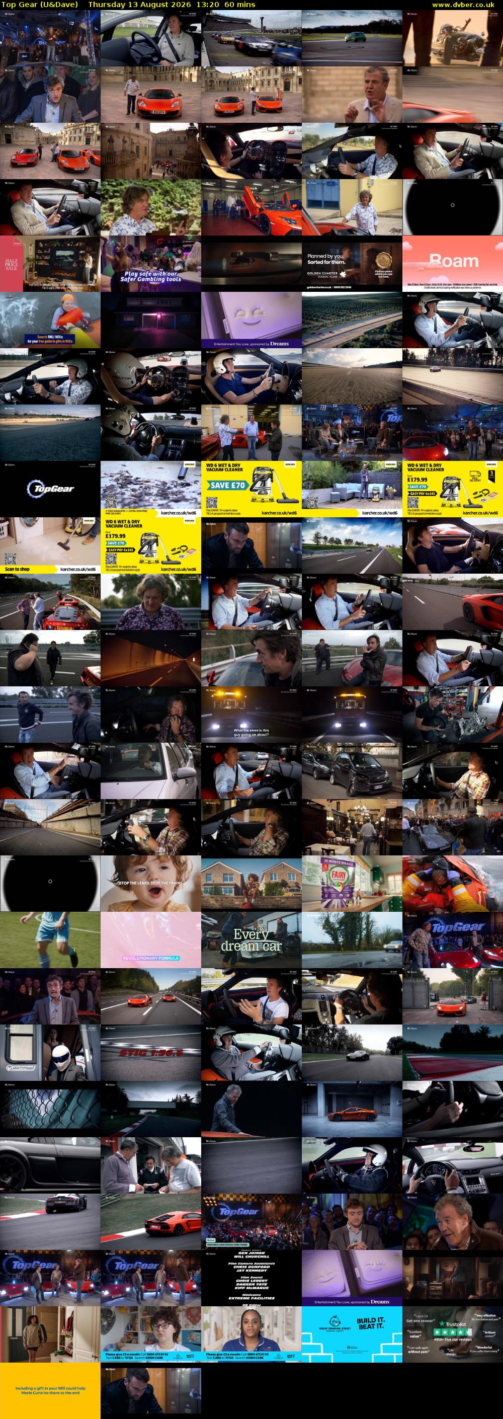 Top Gear (U&Dave) Thursday 13 August 2026 13:20 - 14:20