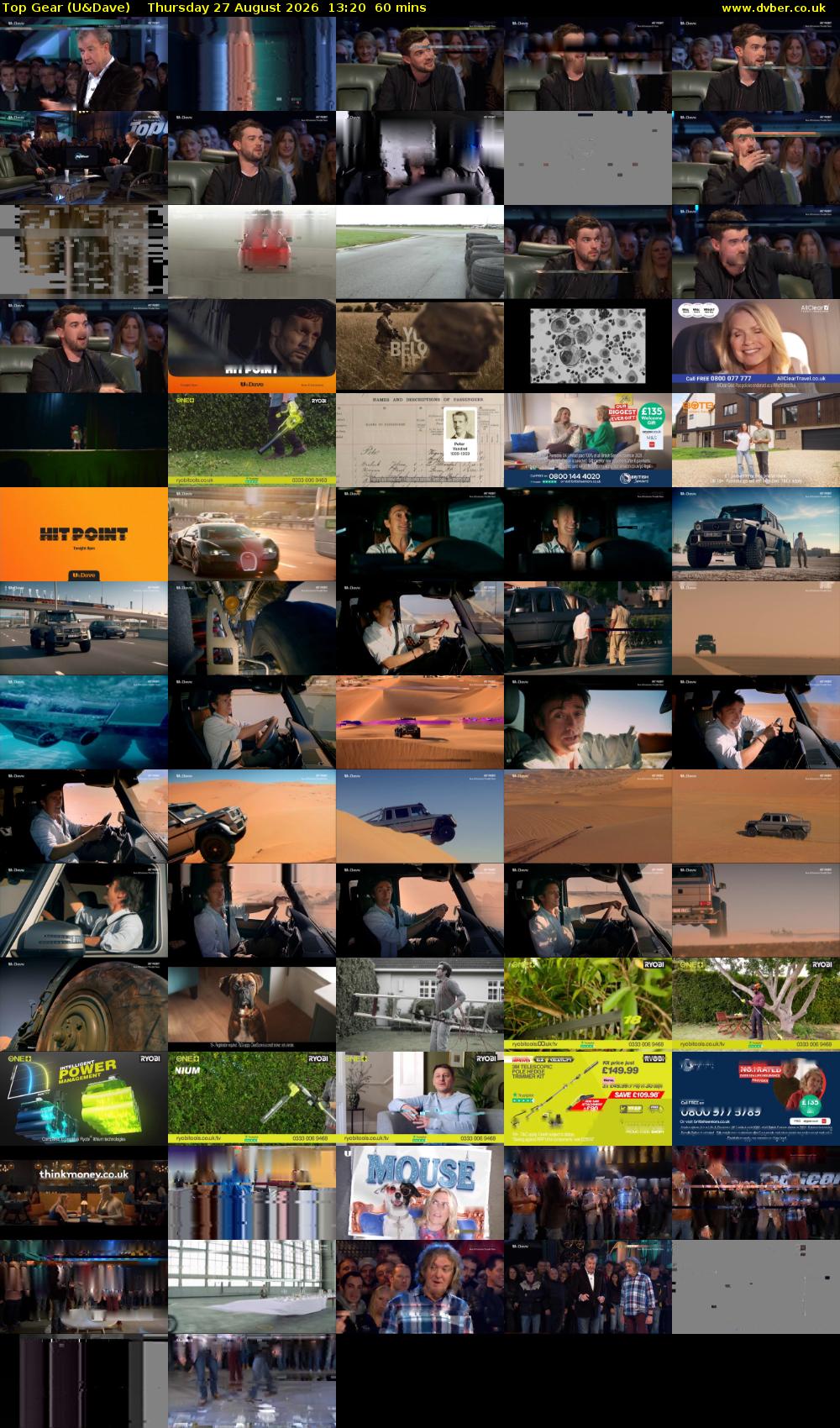 Top Gear (U&Dave) Thursday 27 August 2026 13:20 - 14:20