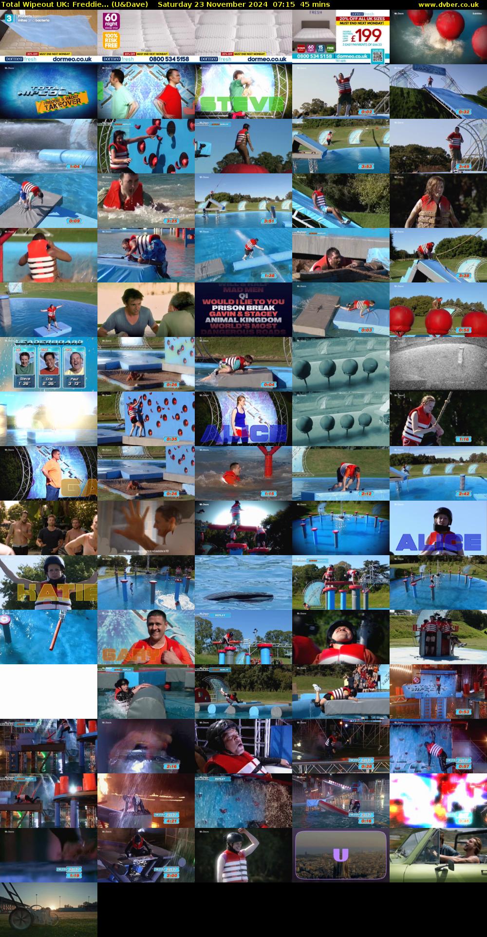 Total Wipeout UK: Freddie... (U&Dave) Saturday 23 November 2024 07:15 - 08:00
