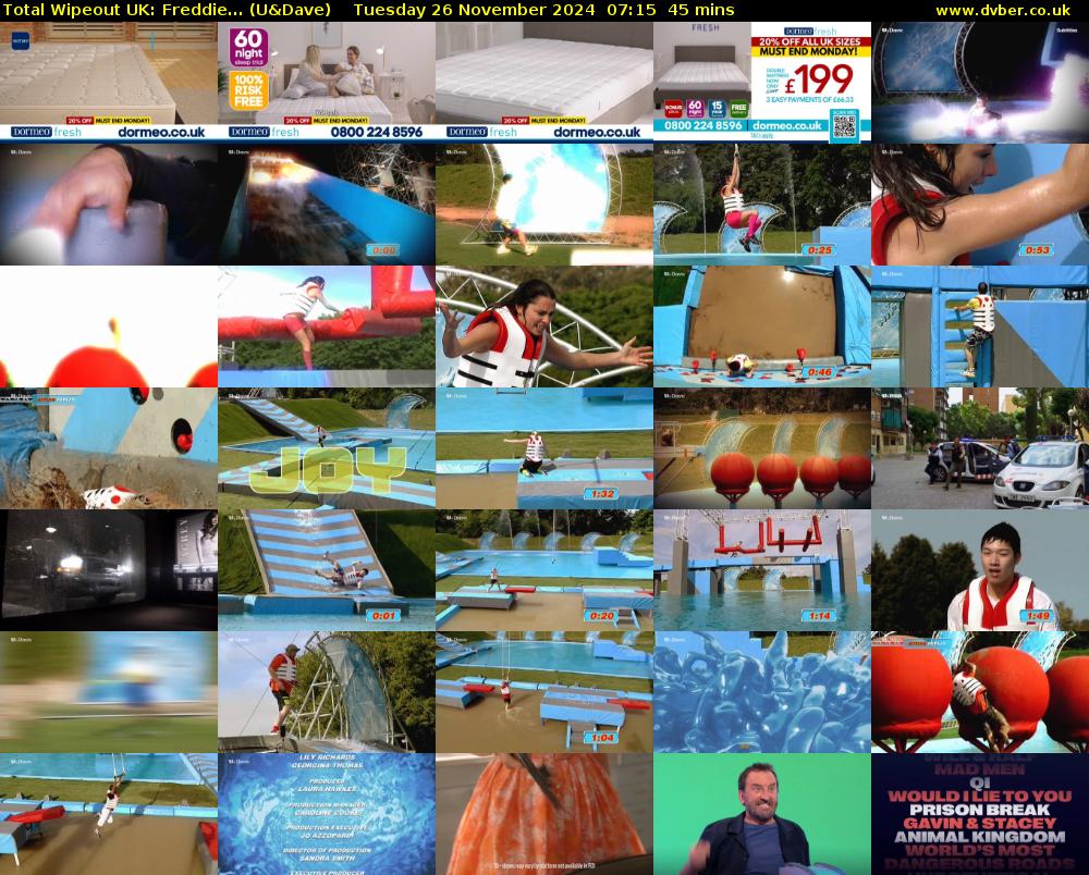 Total Wipeout UK: Freddie... (U&Dave) Tuesday 26 November 2024 07:15 - 08:00