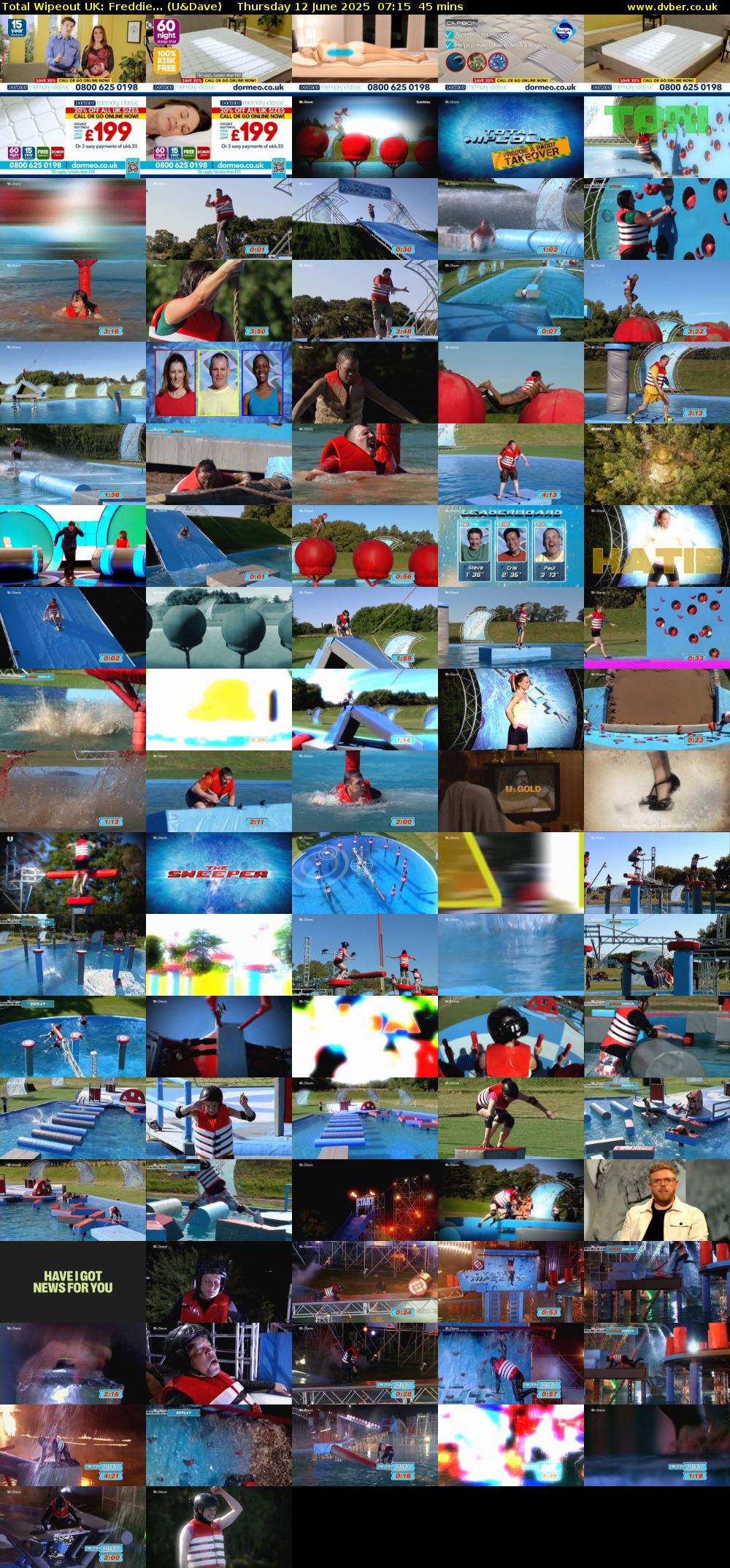 Total Wipeout UK: Freddie... (U&Dave) Thursday 12 June 2025 07:15 - 08:00