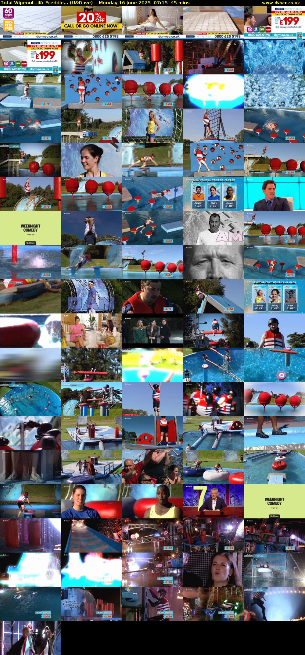 Total Wipeout UK: Freddie... (U&Dave) Monday 16 June 2025 07:15 - 08:00