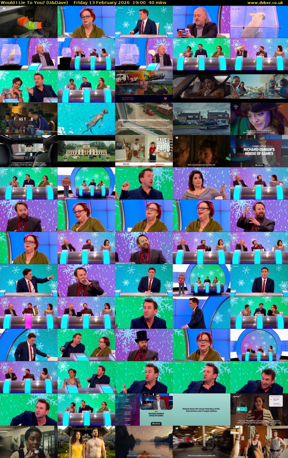 Would I Lie to You? (U&Dave) Friday 13 February 2026 19:00 - 19:40