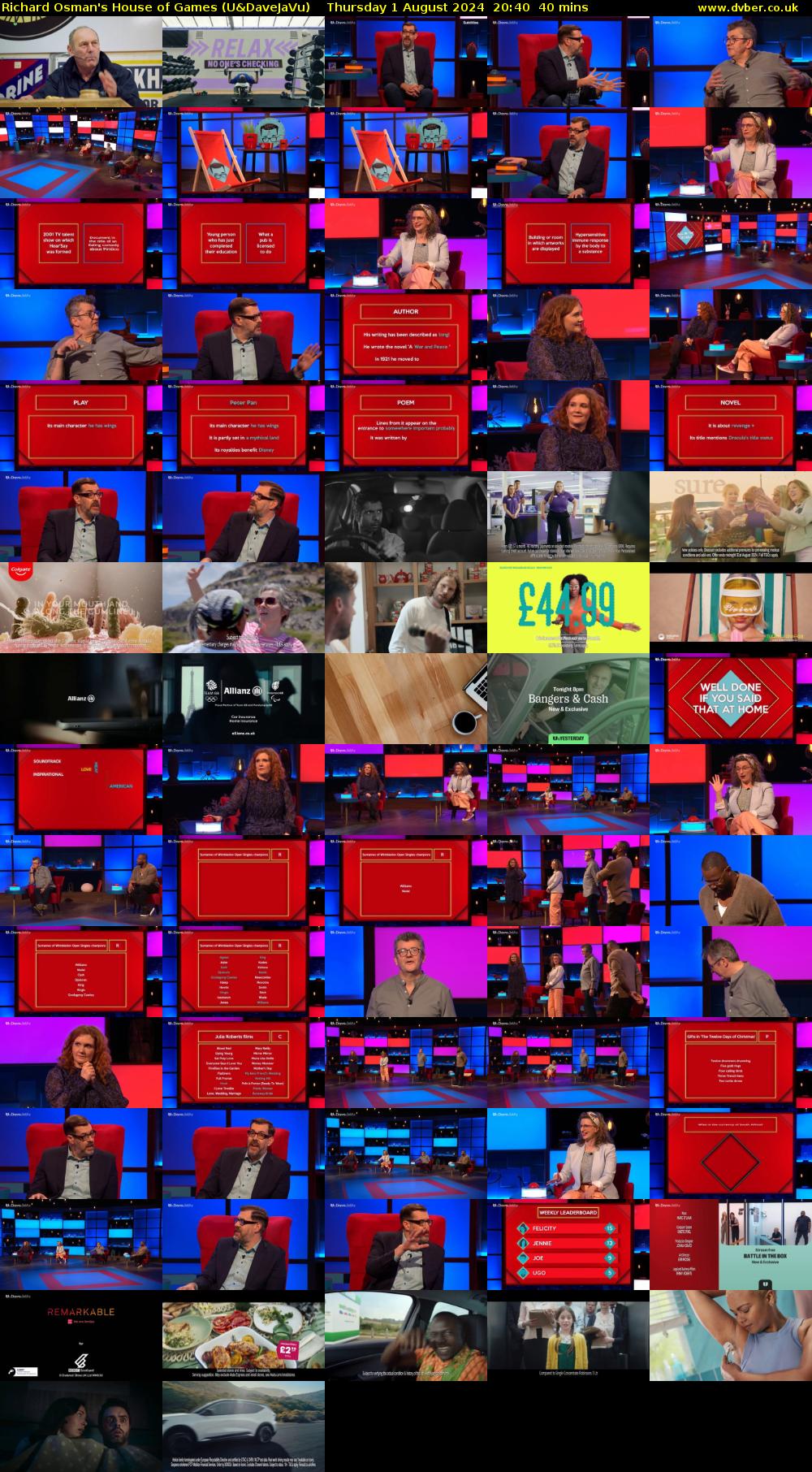 Richard Osman's House of Games (U&DaveJaVu) Thursday 1 August 2024 20:40 - 21:20