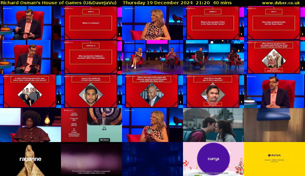 Richard Osman's House of Games (U&DaveJaVu) Thursday 19 December 2024 21:20 - 22:00