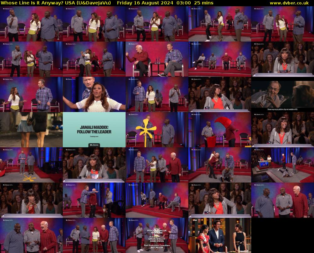 Whose Line Is It Anyway? USA (U&DaveJaVu) Friday 16 August 2024 03:00 - 03:25
