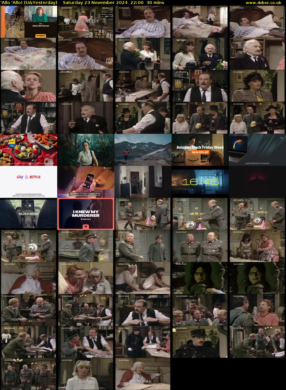 'Allo 'Allo! (U&Yesterday) Saturday 23 November 2024 22:00 - 22:30