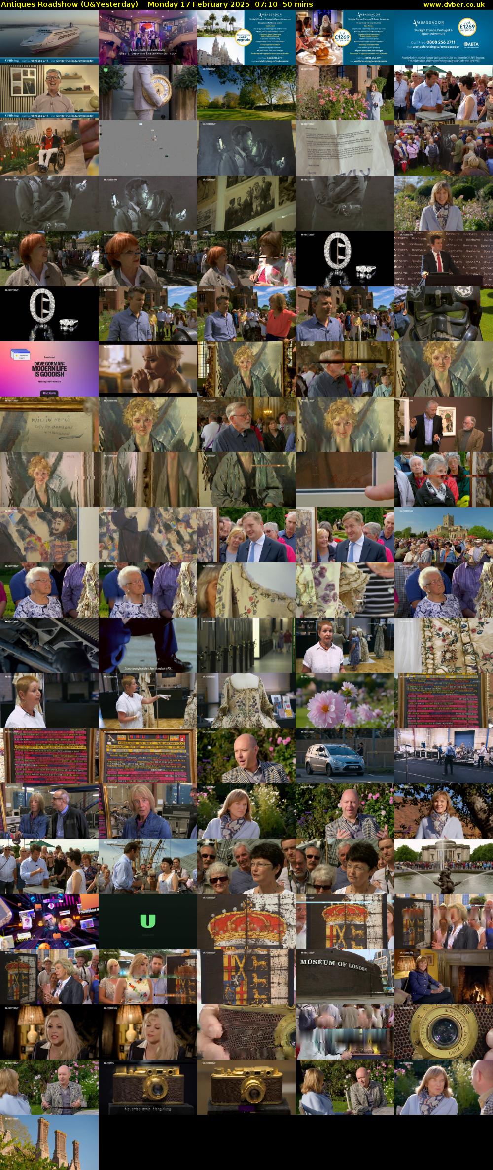 Antiques Roadshow (U&Yesterday) Monday 17 February 2025 07:10 - 08:00