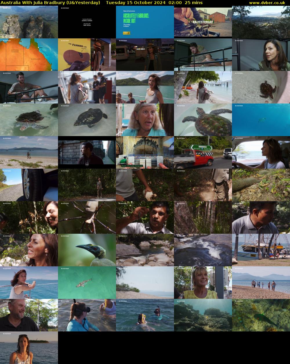 Australia With Julia Bradbury (U&Yesterday) Tuesday 15 October 2024 02:00 - 02:25