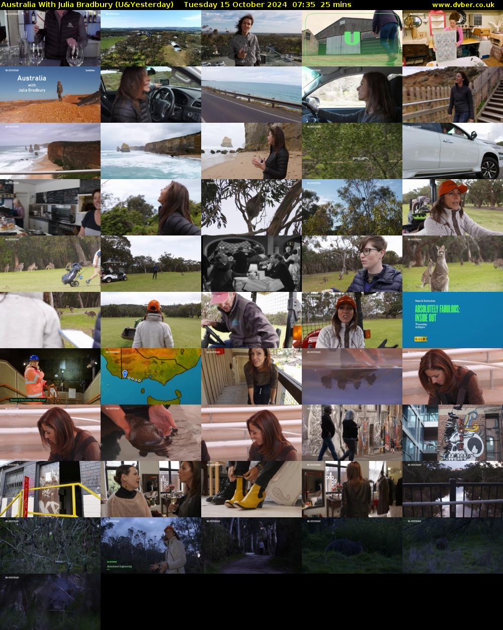 Australia With Julia Bradbury (U&Yesterday) Tuesday 15 October 2024 07:35 - 08:00
