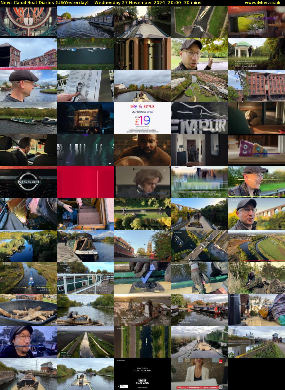 Canal Boat Diaries (U&Yesterday) Wednesday 27 November 2024 20:00 - 20:30
