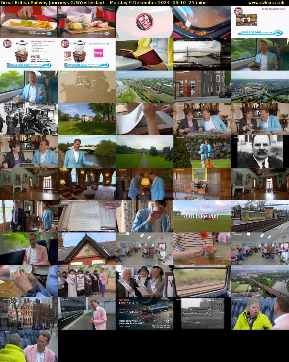 Great British Railway Journeys (U&Yesterday) Monday 9 December 2024 06:10 - 06:35