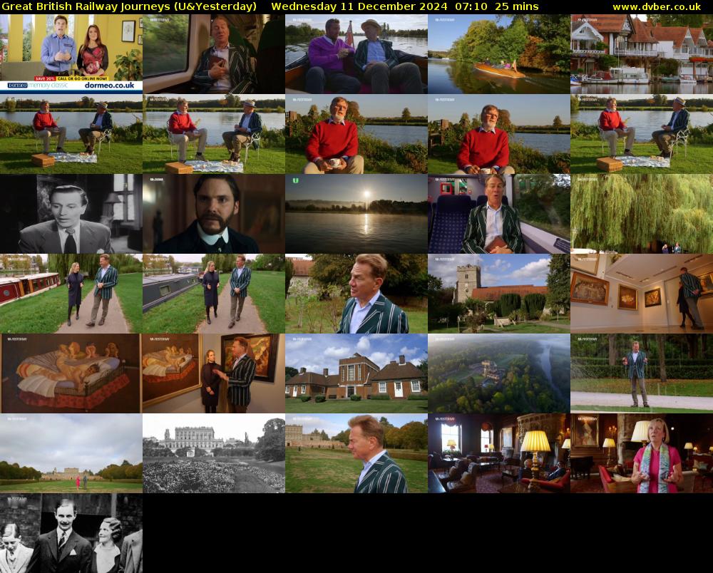 Great British Railway Journeys (U&Yesterday) Wednesday 11 December 2024 07:10 - 07:35