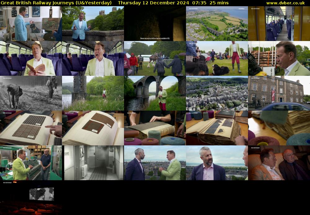 Great British Railway Journeys (U&Yesterday) Thursday 12 December 2024 07:35 - 08:00