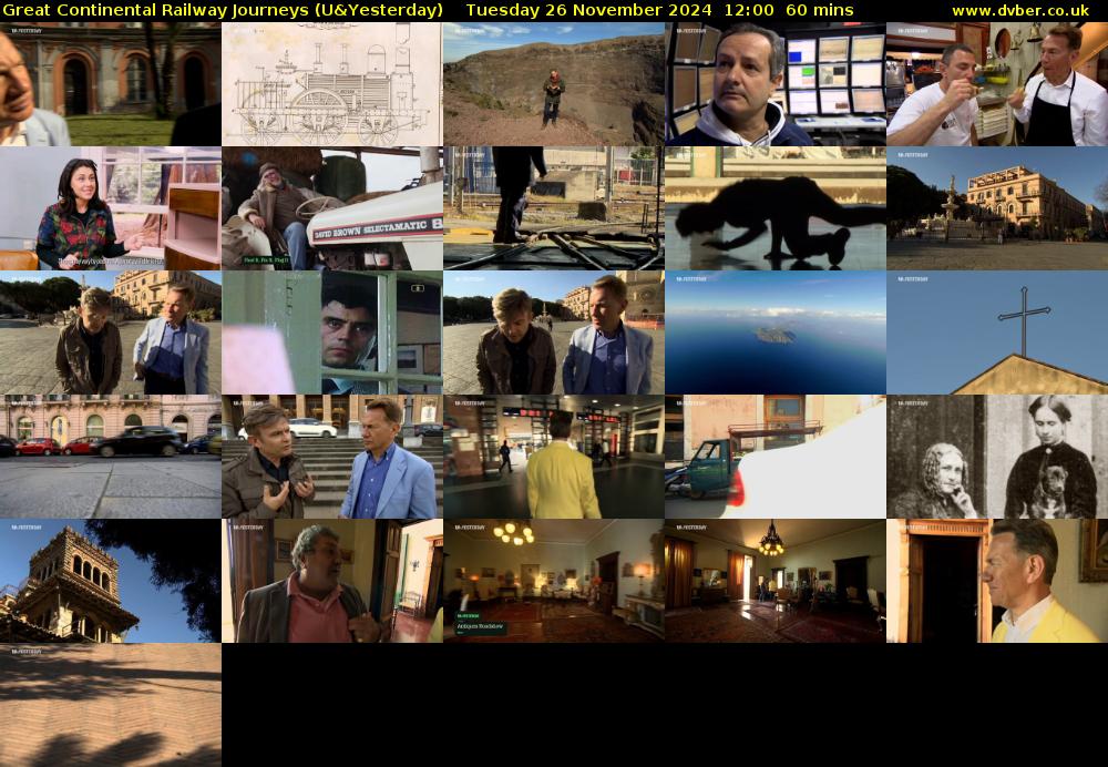 Great Continental Railway Journeys (U&Yesterday) Tuesday 26 November 2024 12:00 - 13:00