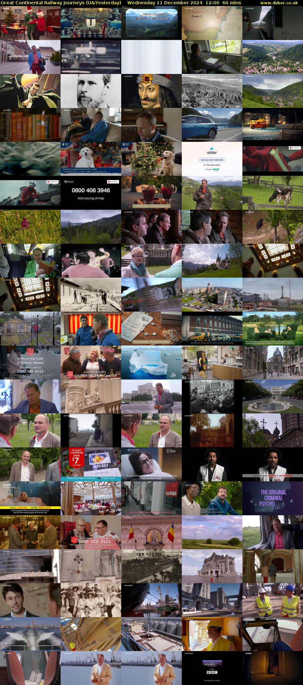 Great Continental Railway Journeys (U&Yesterday) Wednesday 11 December 2024 12:00 - 13:00