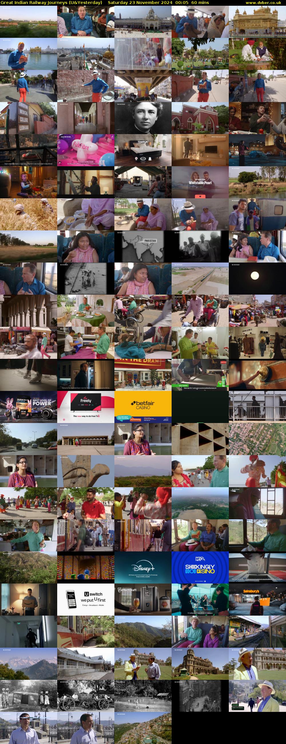 Great Indian Railway Journeys (U&Yesterday) Saturday 23 November 2024 00:05 - 01:05