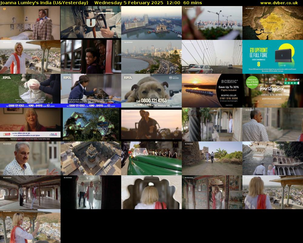 Joanna Lumley's India (U&Yesterday) Wednesday 5 February 2025 12:00 - 13:00