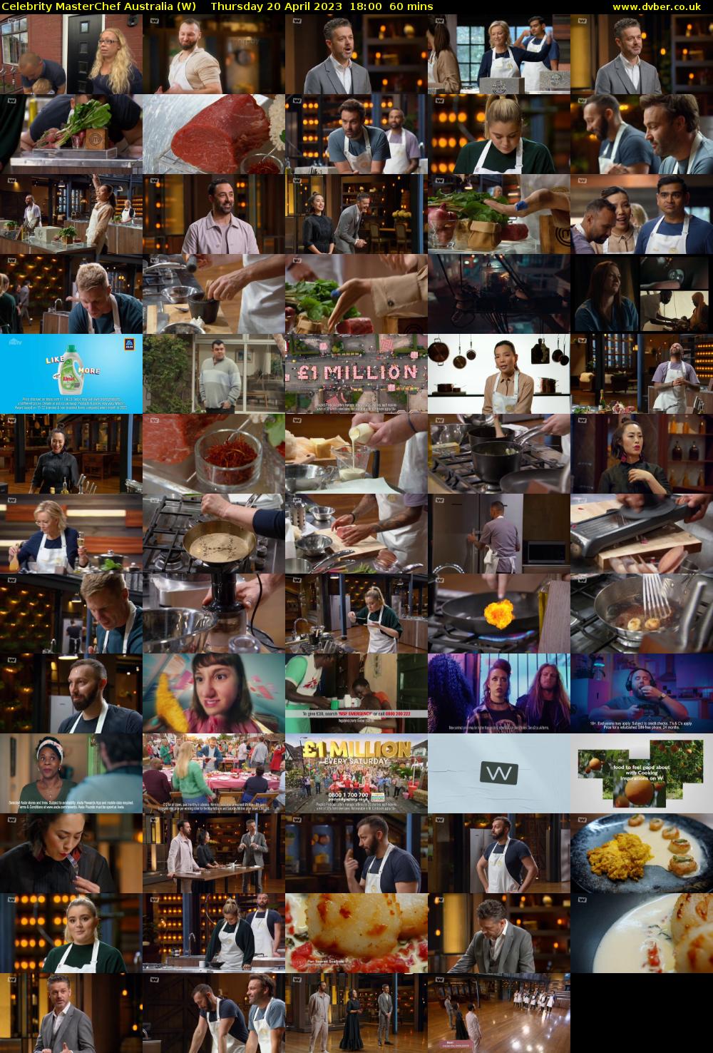 Celebrity Masterchef Australia (W) Thursday 20 April 2023 18:00 - 19:00