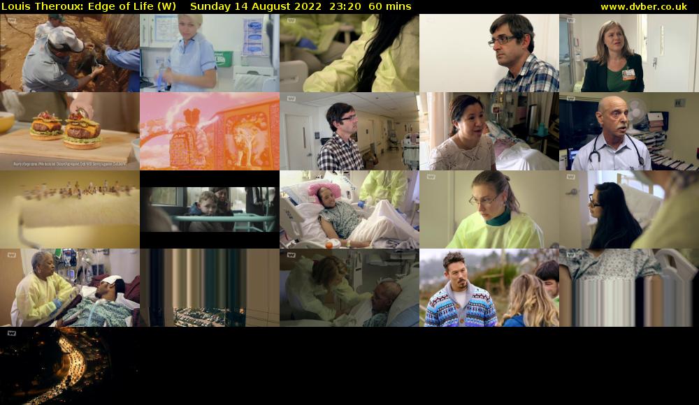Louis Theroux: Edge of Life (W) Sunday 14 August 2022 23:20 - 00:20