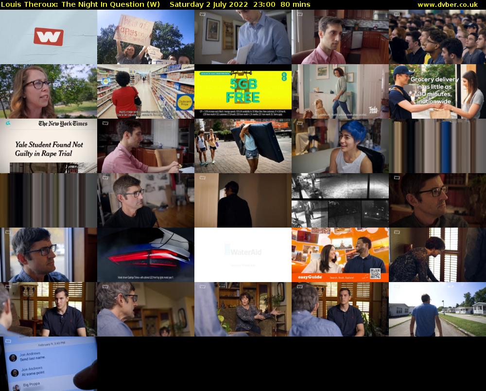 Louis Theroux: The Night In Question (W) Saturday 2 July 2022 23:00 - 00:20