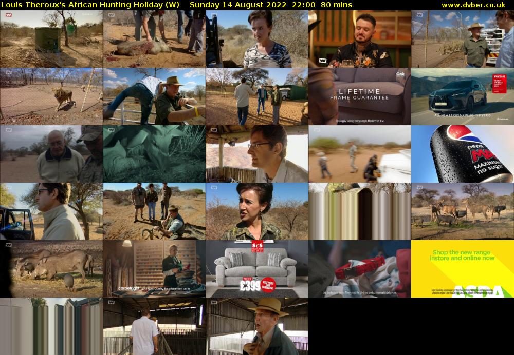 Louis Theroux's African Hunting Holiday (W) Sunday 14 August 2022 22:00 - 23:20