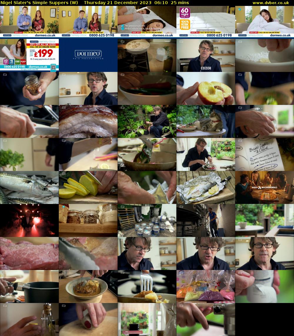 Nigel Slater's Simple Suppers (W) Thursday 21 December 2023 06:10 - 06:35