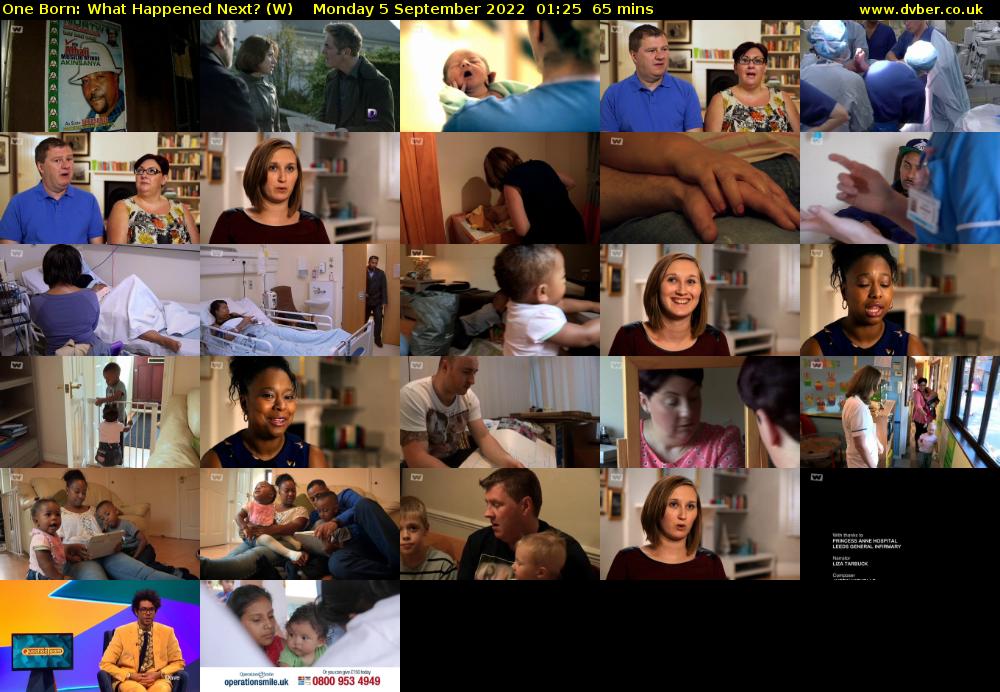 One Born: What Happened Next? (W) Monday 5 September 2022 01:25 - 02:30